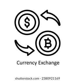 Ilustración de diseño de esquema vectorial de Exchange de moneda. Símbolo del archivo EPS 10 de fondo blanco 