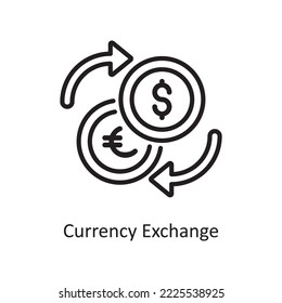 Ilustración de diseño de iconos de esquema del vector de cambio de moneda. Símbolo de negocio y finanzas sobre el fondo blanco Archivo EPS 10