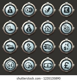 Currency exchange vector stylish round buttons for mobile applications and web