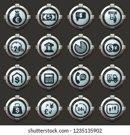 Currency exchange vector stylish round buttons for mobile applications and web