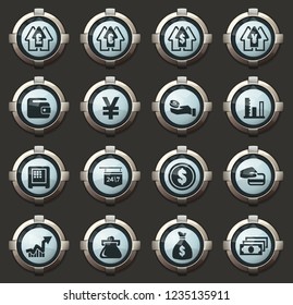 Currency exchange vector stylish round buttons for mobile applications and web