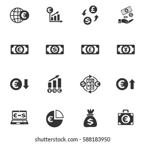 currency exchange web icons for user interface design