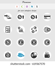 currency exchange web icons for user interface design