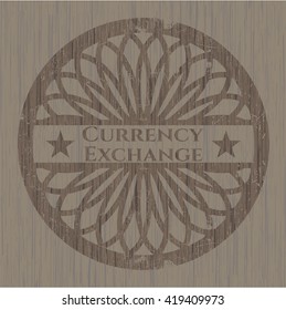 Currency Exchange wooden emblem. Vintage.