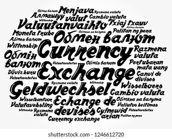 Currency Exchange word cloud in different languages, business concept background