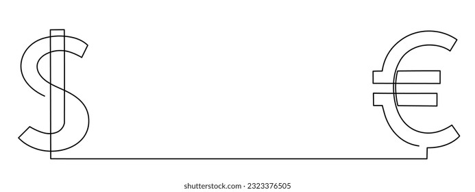 Currency exchange,one line art, continuous contour drawing,hand-drawn international financial valuta business sign,trendy template for web design,social media.Editable stroke.Vector illustration