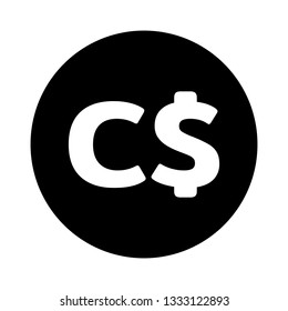 Currency flat icon coin symbols in black circle : Nicaragua’s Nicaraguan córdoba NIO c$ black and white vector illustration.
