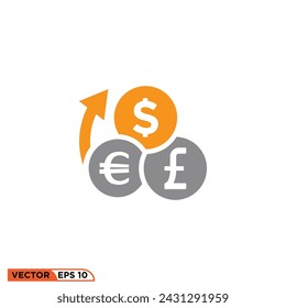 Currency flat icon design vector graphic of template, sign and symbol 