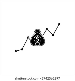 Currency Forecast Icon, Currency Value Exchange Forecast Analysis Vector Art Illustration