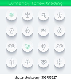 Currency, forex trading, thin line round icons, vector illustration, eps10, easy to edit