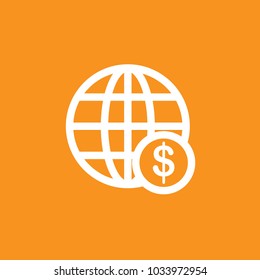 Currency and globe icon, stock vector, eps10.