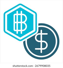 Glifo de moneda azul Ilustración de icono único