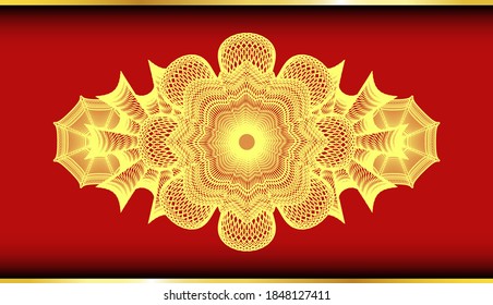 Currency Gold and Red emblem. Traditional fashionable background. Illustration. 