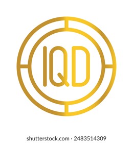 Currency Golden Iraqi Dinar coin, can be used as a design symbol for Money, Finance and business. with a gradient fill design.