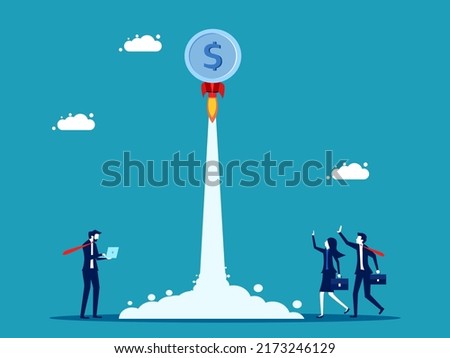 The currency is higher. coins soar into the sky. investment concept vector