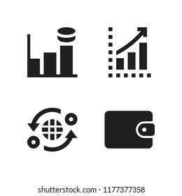 currency icon. 4 currency vector icons set. transaction, profits and wallet icons for web and design about currency theme
