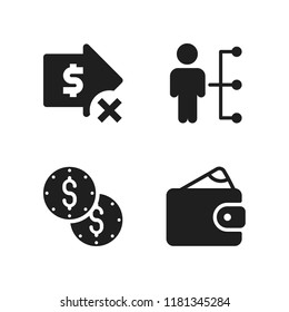 currency icon. 4 currency vector icons set. trading, transaction and wallet icons for web and design about currency theme