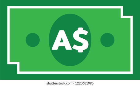 Currency icon Banknote : Australian Dollar bill AUD vector illustration sign symbols.