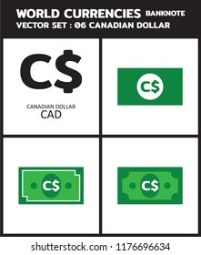 Currency icon Banknote : Canadian Dollar CAD bill, symbols, signs, emblems Vector illustration.