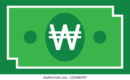 Currency icon Banknote : Korean won bill krw vector illustration sign symbols.