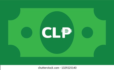 Currency icon Banknote sign in green and circles : Chile’s Chilean peso CLP bill vector illustration