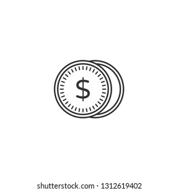 Currency icon of coins isolated icon. - VECTOR