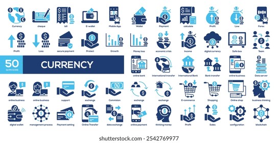 Currency icon collection glyph color style. Currency, bill, Mobile App, Wallet, Payment