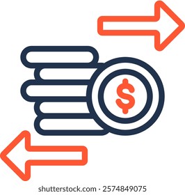 Currency Icon Color Line Vector Illustration