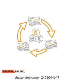 Currency icon design vector graphic of template, sign and symbol, line style