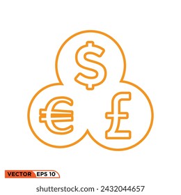 Currency icon design vector graphic of template, sign and symbol, line style