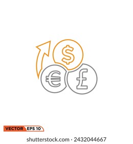 Currency icon design vector graphic of template, sign and symbol, line style