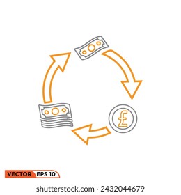 Currency icon design vector graphic of template, sign and symbol, line style