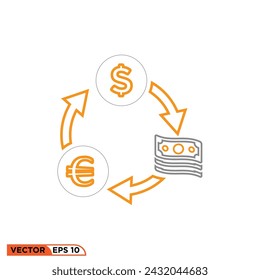Currency icon design vector graphic of template, sign and symbol, line style