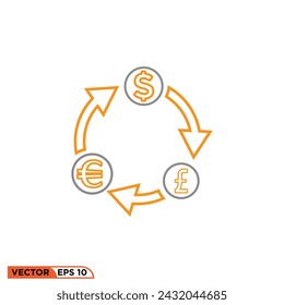 Icono de moneda diseño gráfico vectorial de plantilla, signo y símbolo, estilo de línea