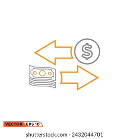 Currency icon design vector graphic of template, sign and symbol, line style