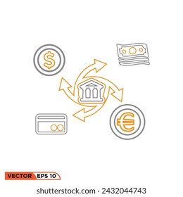 Currency icon design vector graphic of template, sign and symbol, line style