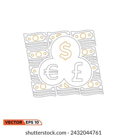 Currency icon design vector graphic of template, sign and symbol, line style