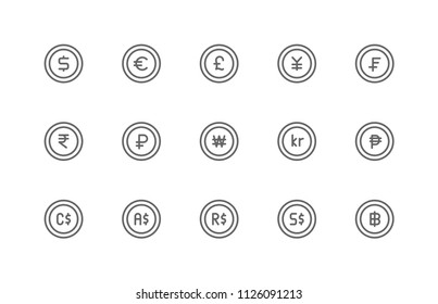 Currency Icon Design Vector Symbol Dollar Euro Yen Pound sterling Rupee Won Krone Australian Singapore