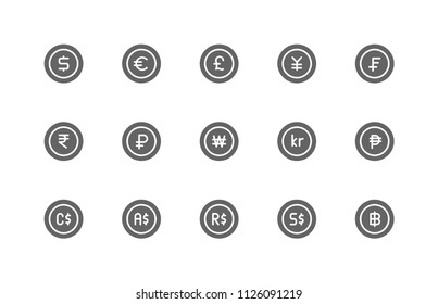Currency Icon Design Vector Symbol Dollar Euro Yen Pound sterling Rupee Won Krone Australian Singapore