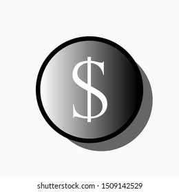 Currency Icon : Dollar - Vector, Sign and Symbol for Design, Presentation, Website or Apps Elements.