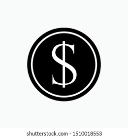 Currency Icon : Dollar - Vector, Sign and Symbol for Design, Presentation, Website or Apps Elements.