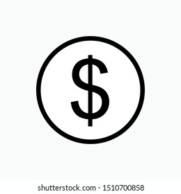Currency Icon : Dollar - Vector, Sign and Symbol for Design, Presentation, Website or Apps Elements.