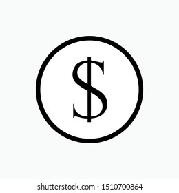 Currency Icon : Dollar - Vector, Sign and Symbol for Design, Presentation, Website or Apps Elements.