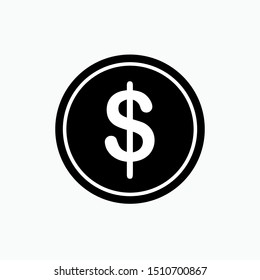 Currency Icon : Dollar - Vector, Sign and Symbol for Design, Presentation, Website or Apps Elements.