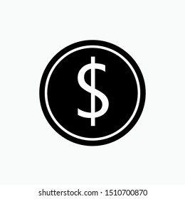 Currency Icon : Dollar - Vector, Sign and Symbol for Design, Presentation, Website or Apps Elements.