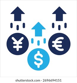 Currency Icon In Flat Blue Style Vector Illustration