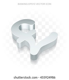Currency icon: Flat metallic 3d Pound, transparent shadow on light background, EPS 10 vector illustration.