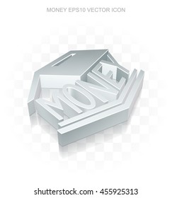 Currency icon: Flat metallic 3d Money Box, transparent shadow on light background, EPS 10 vector illustration.