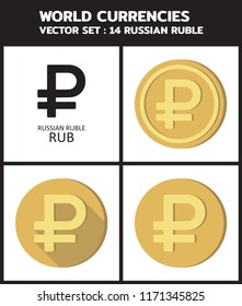 Currency icon illustration vector : RUSSIAN RUBLE RUB coin, symbols, signs, emblems Vector illustration design, art.