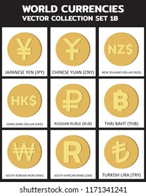  Currency icon illustration vector : SET 1b, symbols, signs, emblems Vector illustration design, art.